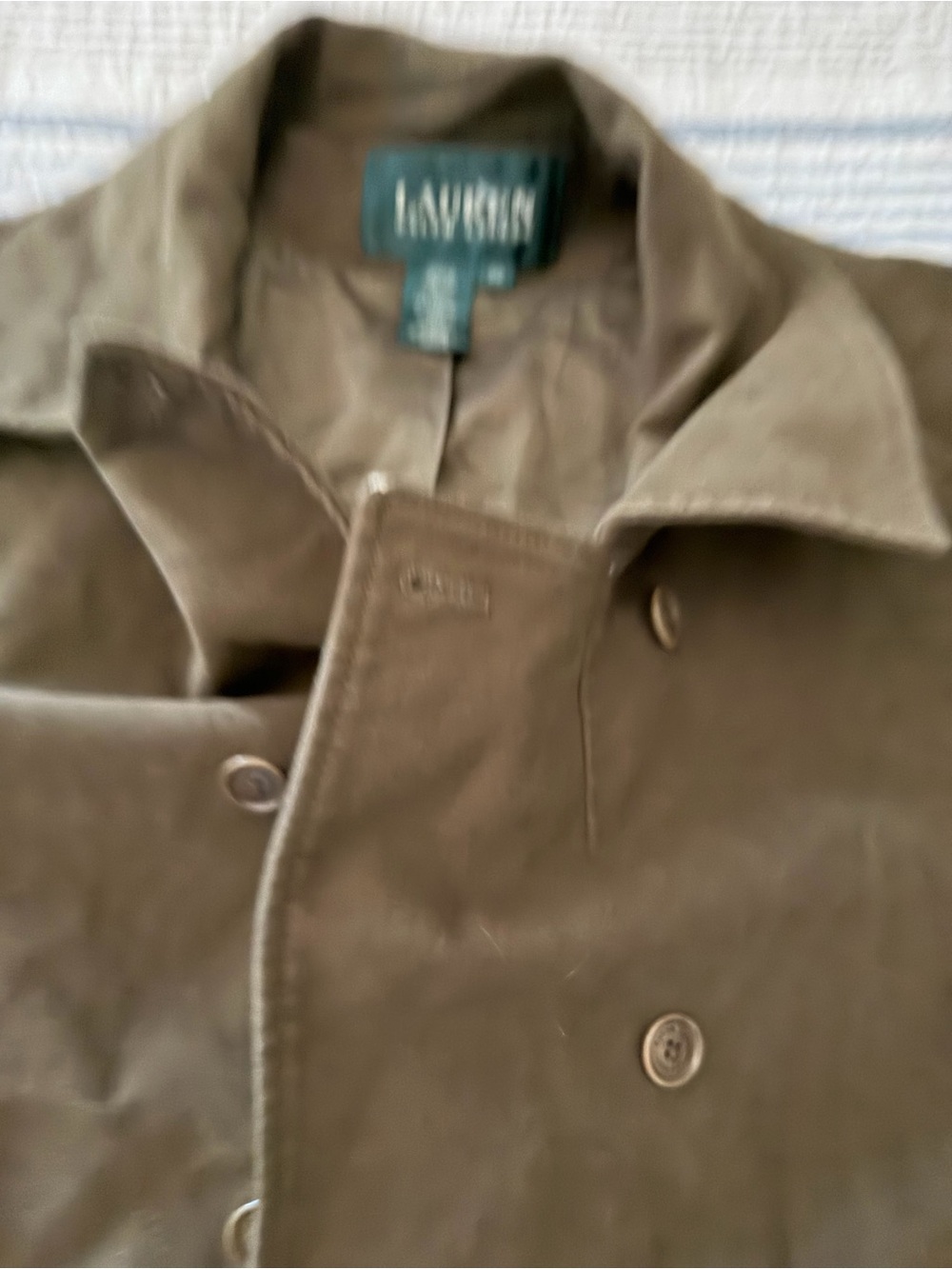 Ralph Lauren Olive/Tan Double-Breasted Trench Coat